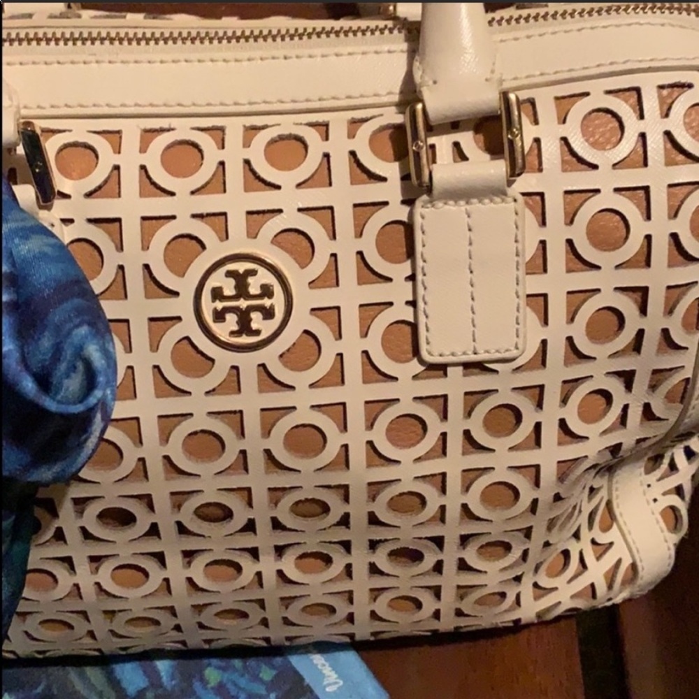 Tory Burch Blush Pink Laser-Cut Satchel - Picture 6 of 8